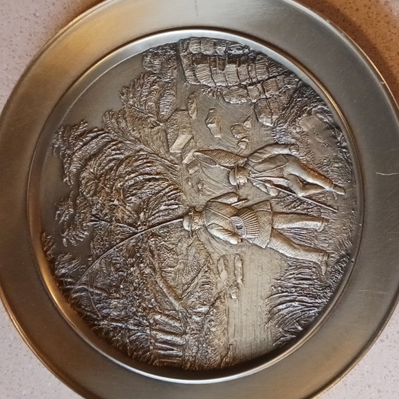 Currier&Ives Trout Stream Pewter Plate - Picture 3 of 5